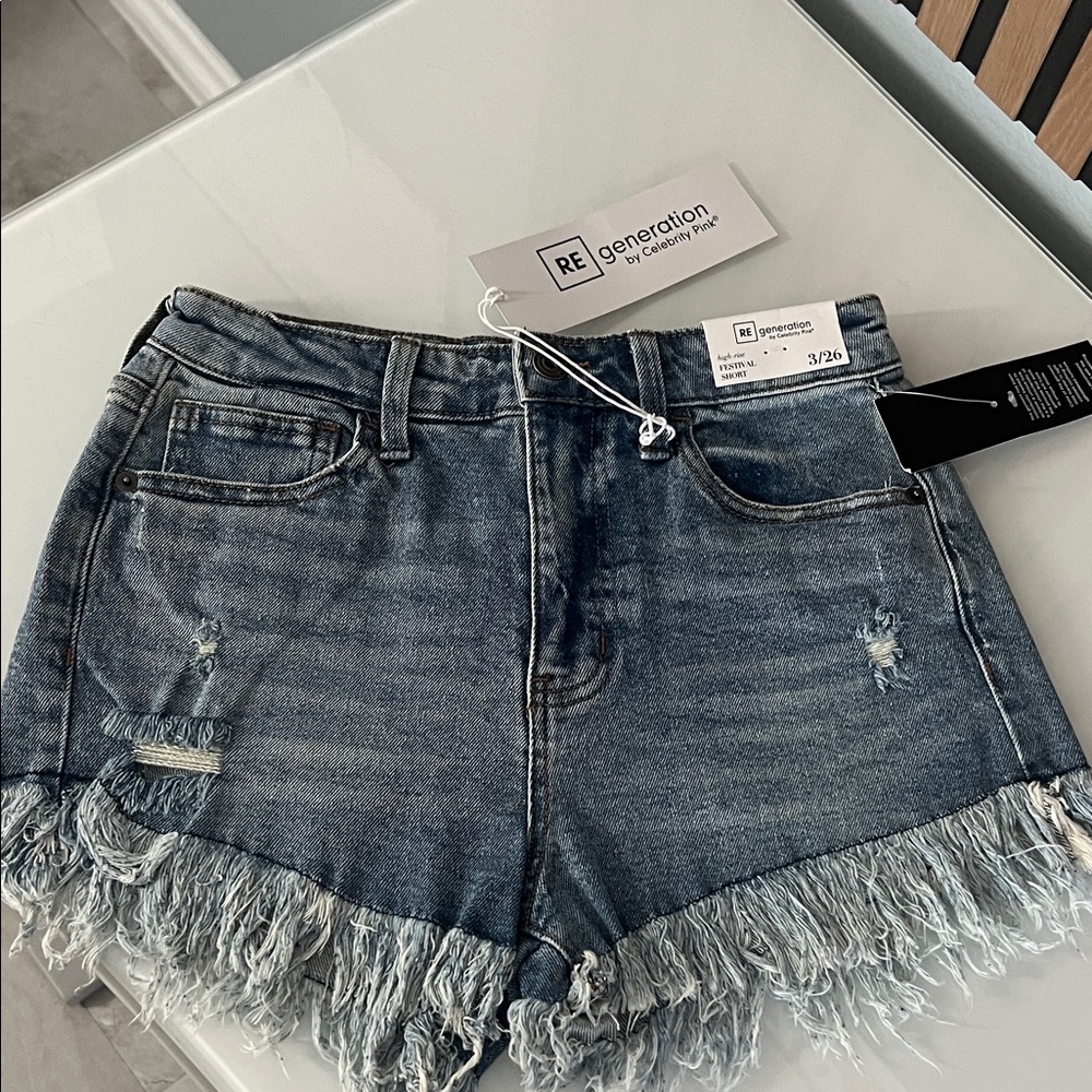 RE Generation Women's Distressed Blue Jean Shorts
#125